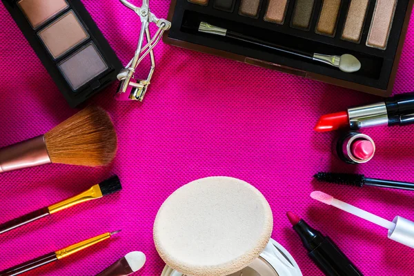 Set Cosmetics Pink Background — Stock Photo, Image