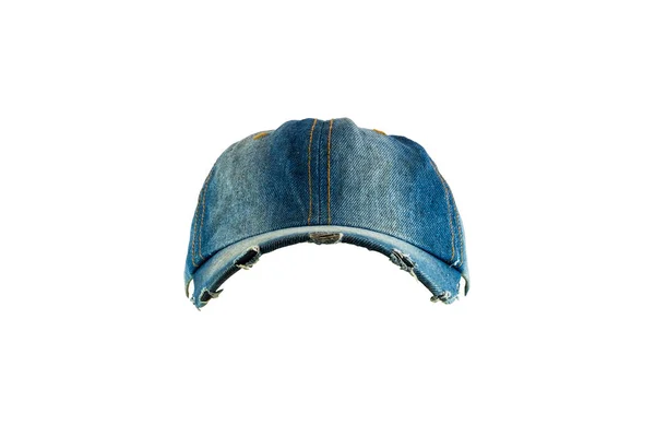 Vecchio Cappello Jeans Isolato Sfondo Bianco Con Percorso Ritaglio — Foto Stock