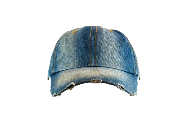 Vecchio Cappello Jeans Isolato Sfondo Bianco Con Percorso Ritaglio — Foto Stock