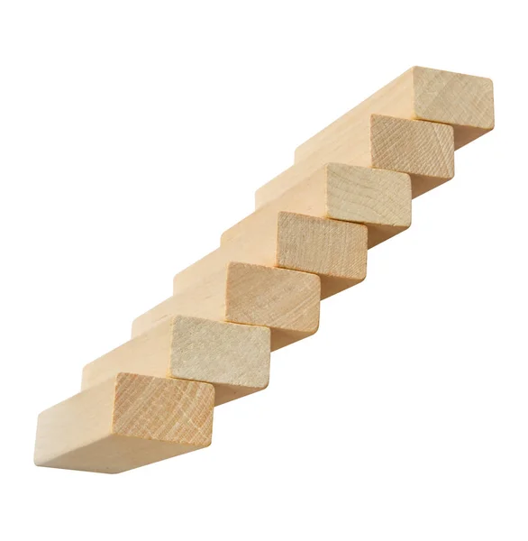 Dřevěný Blok Skládání Jako Krok Schodiště Izolovaných Bílém Pozadí — Stock fotografie