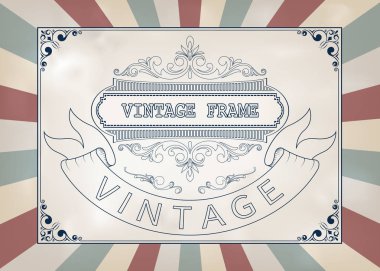 güzel telkari ve Dekoratif kenarlık ya da sigorta primi davetiye Antik arka plan, vektör çizim üzerinde Vintage çerçeve