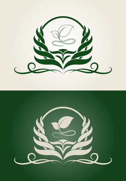 Natuur Blad Logo Voor Premium Product Monogram Uitnodiging Luxe Royal — Stockvector