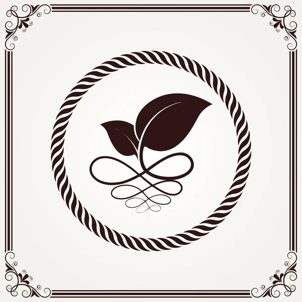 Natura Liść Logo Dla Premium Produktu Lub Monogram Zaproszenie Luksusowy — Wektor stockowy