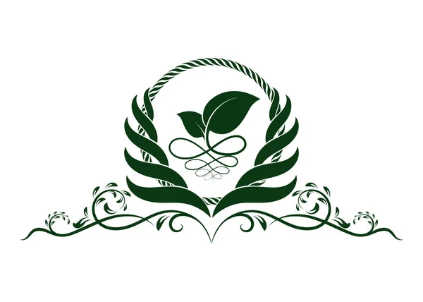Φύση Φύλλο Λογότυπο Για Premium Προϊόν Μονόγραμμα Πρόσκληση Πολυτελή Βασιλική — Διανυσματικό Αρχείο