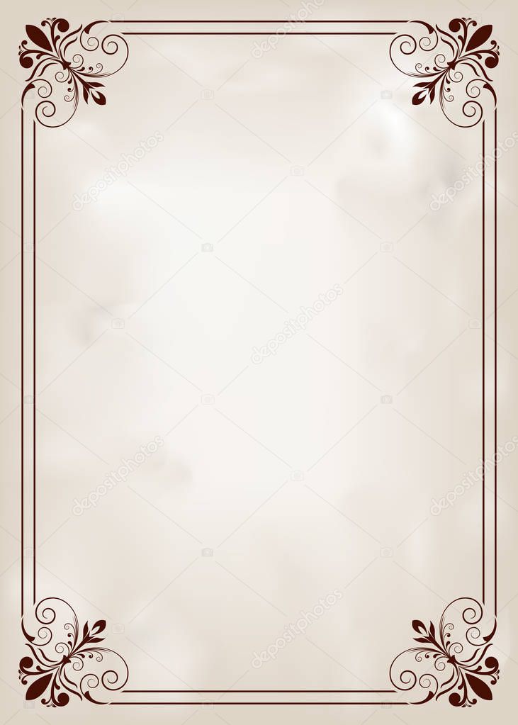 Vintage frame with beautiful filigree and decorative border or premium invitation cards on ancient background , vector illustration