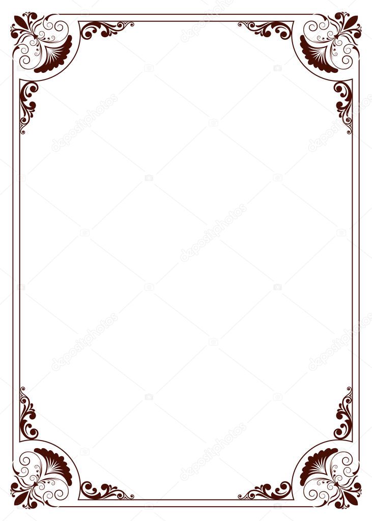Vintage frame with beautiful filigree and decorative border or premium invitation cards on ancient background , vector illustration