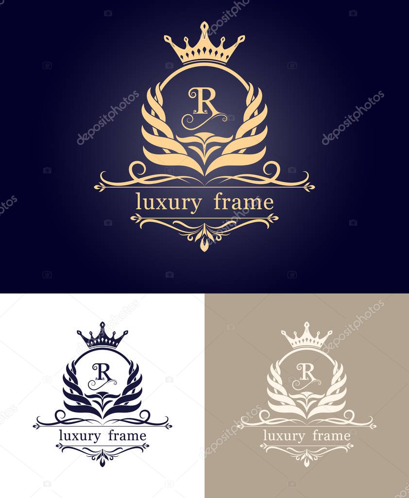 monogram luxury frame for premium invitation cards or logo product royal, calligraphic elegant elements, ornament vector, vintage decorative