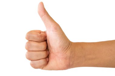 Beyaz arkaplanda elle izole edilmiş bir adam 