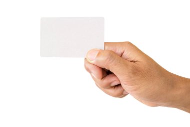 Kağıt beyaz zemin üzerine izole tutmak el