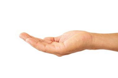 Beyaz arka plan üzerinde izole boş el holding