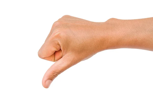 Великий Палець Вниз Чоловічий Знак Руки Ізольований Білому Тлі — стокове фото