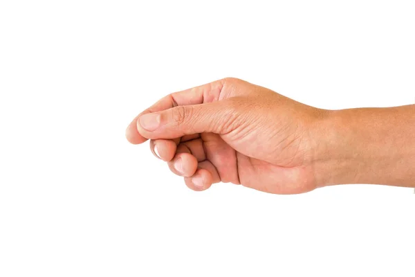 Mano Hombre Para Sostener Algo Aislado Sobre Fondo Blanco —  Fotos de Stock