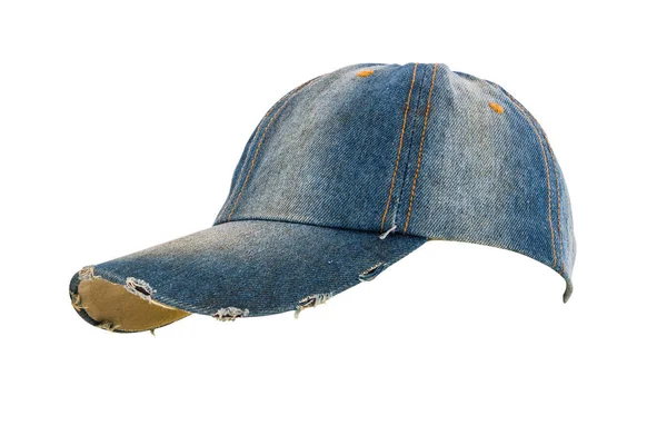 Vecchio Cappello Jeans Isolato Sfondo Bianco Con Percorso Ritaglio — Foto Stock