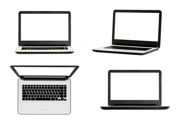 Laptop Počítač Prázdnou Obrazovkou Izolované Bílém Pozadí — Stock fotografie