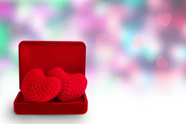 Corazón Rojo Caja Roja Sobre Fondo Abstracto Fondo Del Día — Foto de Stock