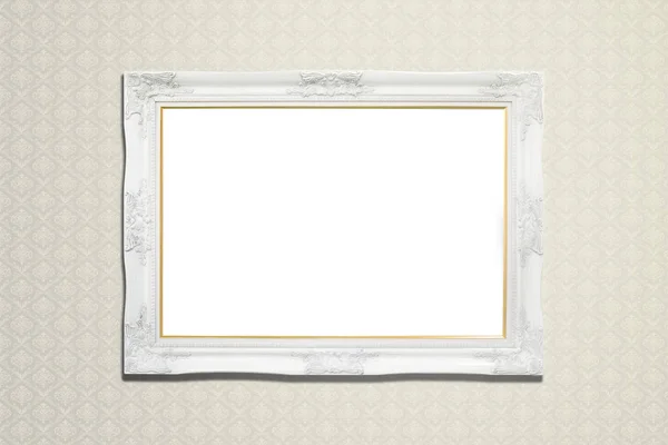 White Photo Frame Isolated Vintage Wall — Stock Photo, Image