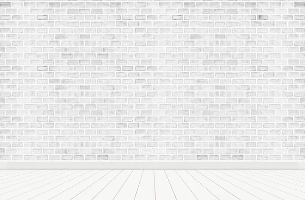 Parete Mattoni Bianchi Pavimento Legno Bianco Interni Camera Decorazione Sfondo — Foto Stock