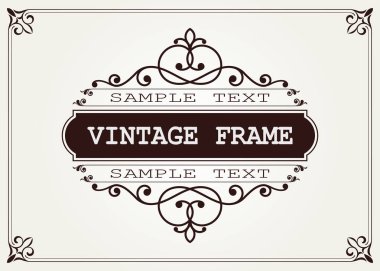 güzel telkari ve sigorta primi davetiye veya eski arka plan, süsleme vektör üzerinde lüks sertifikası için retro kenarlıklı vintage tarzı dekoratif çerçeve