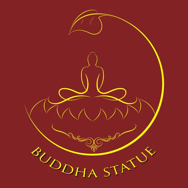 Statue Bouddha Ancien Tracé Élément Calligraphique Avec Cadre Vintage Jour — Image vectorielle