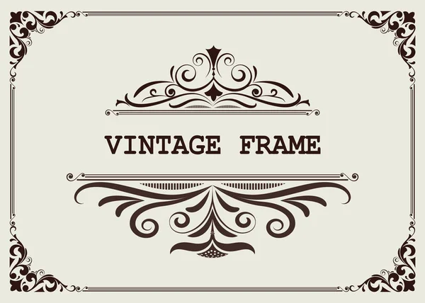 Decoratief Frame Vintage Stijl Met Prachtige Filigraan Retro Rand Voor — Stockvector