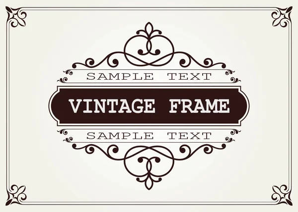 Decoratief Frame Vintage Stijl Met Prachtige Filigraan Retro Rand Voor — Stockvector