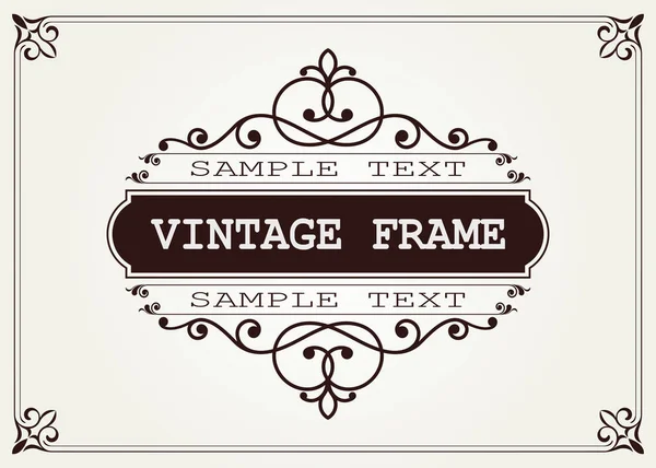 Cadre Décoratif Style Vintage Avec Beau Filigrane Bordure Rétro Pour — Image vectorielle