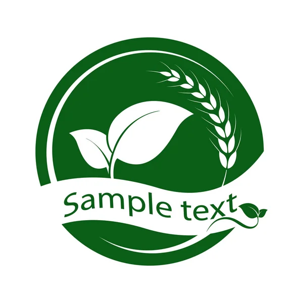 Зеленый Лист Логотип Пшеницей Белом Фоне Листья Иконок Элементов Дизайна — стоковый вектор