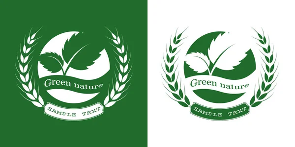 Logo Hoja Verde Con Trigo Sobre Fondo Blanco Deja Elementos — Vector de stock