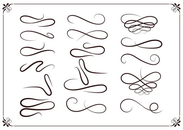 手描きの要素カールと渦巻き模様 装飾的なヴィンテージ フレームや境界線の装飾デザインのセット — ストックベクタ