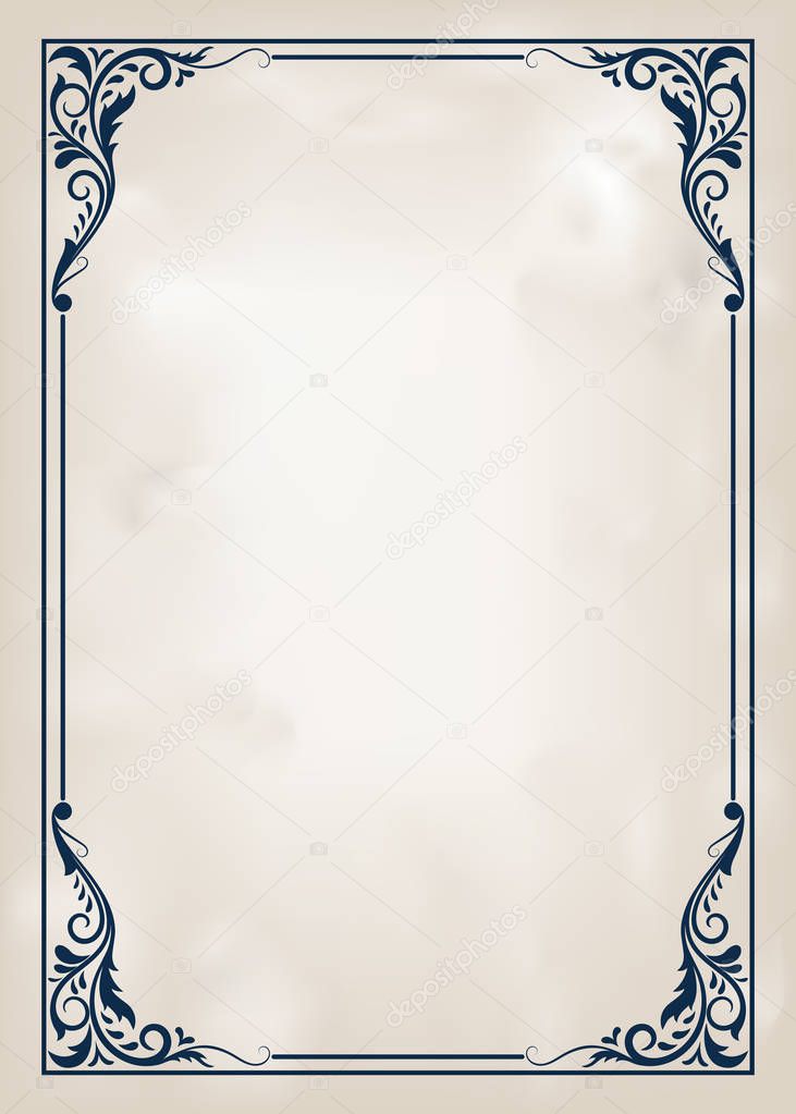 decorative frame in vintage style with beautiful filigree and retro border for premium invitation cards or luxury certificate on ancient background, ornament vector