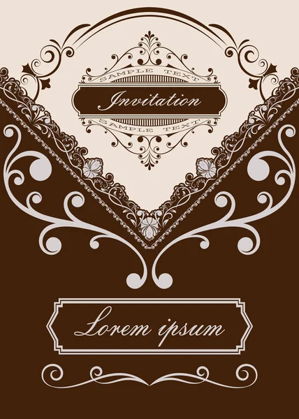 Декоративна Рамка Вінтажному Стилі Красивою Філігранною Ретро Рамкою Преміум Запрошення — стоковий вектор