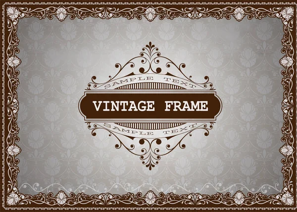 Marco Decorativo Estilo Vintage Con Hermosa Filigrana Borde Retro Para — Vector de stock