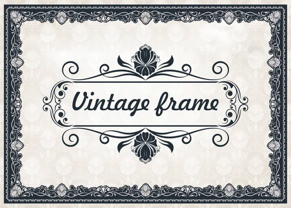 Cadre Décoratif Style Vintage Avec Beau Filigrane Bordure Rétro Pour — Image vectorielle