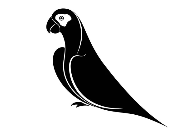 Papuga Sylwetka Białym Tle Projekt Dla Deccorative Ikony Ilustracja Wektorowa — Wektor stockowy
