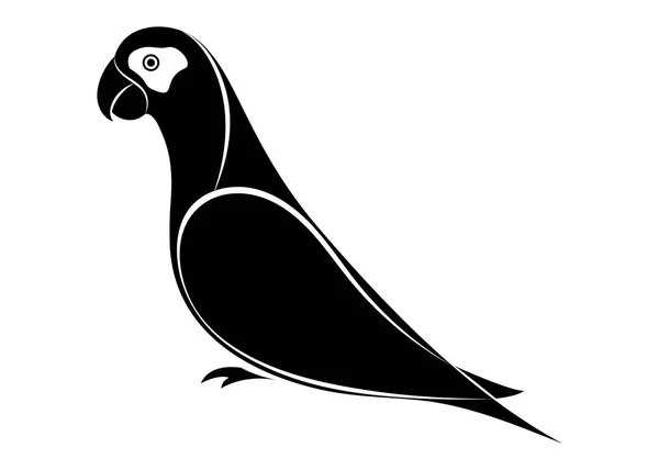 Papuga Sylwetka Białym Tle Projekt Dla Deccorative Ikony Ilustracja Wektorowa — Wektor stockowy