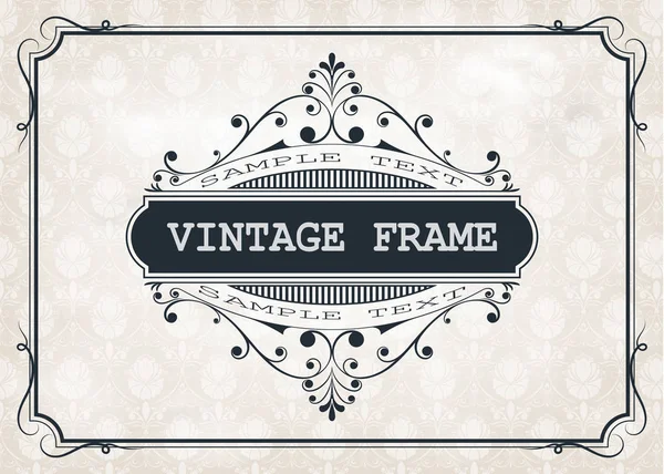 Díszítő Keret Vintage Stílusú Gyönyörű Filigrán Retro Határ Prémium Meghívók — Stock Vector