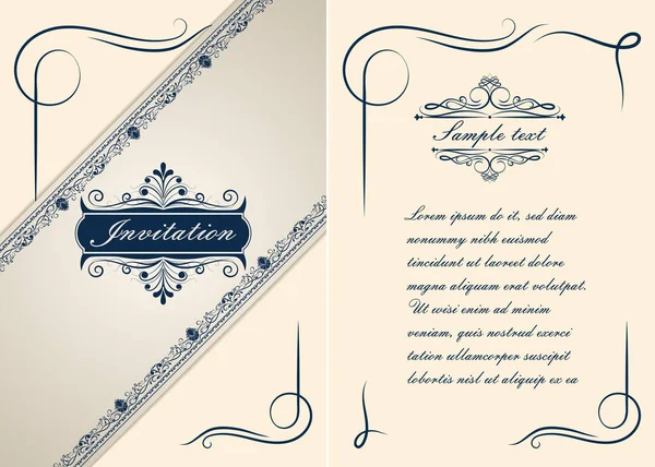 Cadre Décoratif Style Vintage Avec Beau Filigrane Bordure Rétro Pour — Image vectorielle