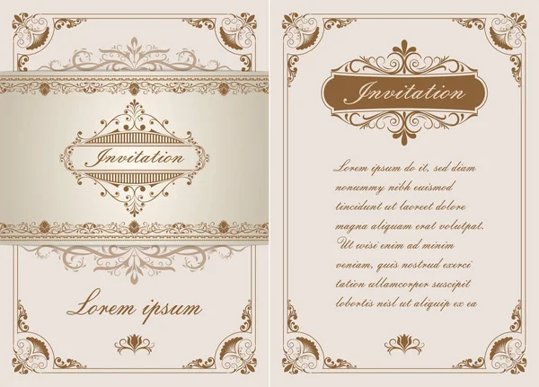 Decorative Frame Vintage Style Beautiful Filigree Retro Border Premium Invitation — Stock Vector