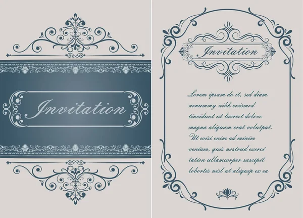 Decorative Frame Vintage Style Beautiful Filigree Retro Border Premium Invitation — Stock Vector