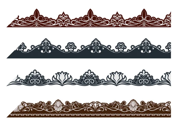 Ornamento Vintage Padrão Borda Sem Costura Com Bela Filigrana Retro —  Vetores de Stock