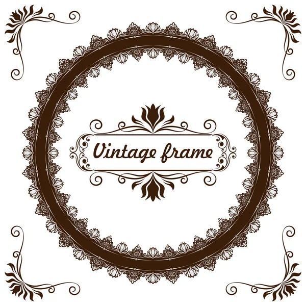 Cadre Cercle Décoratif Dans Style Vintage Avec Beau Filigrane Bordure — Image vectorielle
