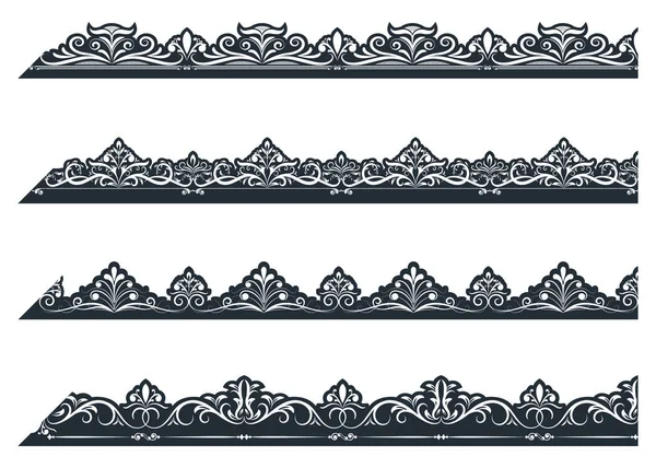 Ornamento Vintage Padrão Borda Sem Costura Com Bela Filigrana Retro — Vetor de Stock