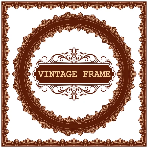 Decorative Circle Frame Vintage Style Beautiful Filigree Retro Border Premium — Stock Vector