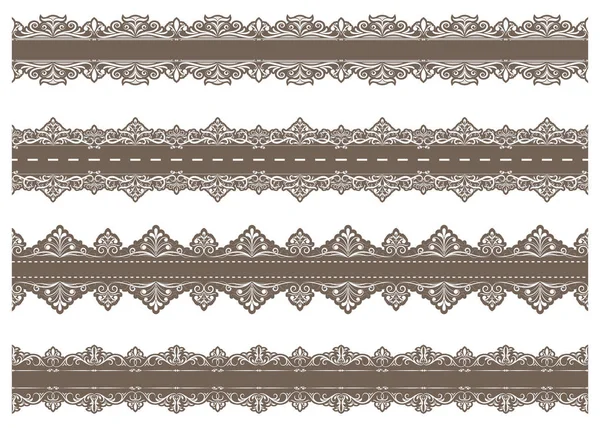 Patrón Borde Sin Costura Ornamento Vintage Con Filigrana Retro Hermosa — Vector de stock