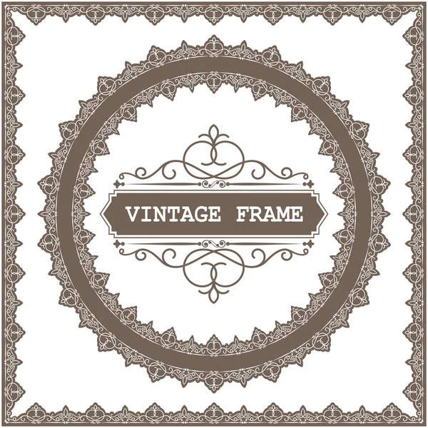 Marco Del Círculo Decorativo Estilo Vintage Con Filigrana Hermosa Borde — Vector de stock