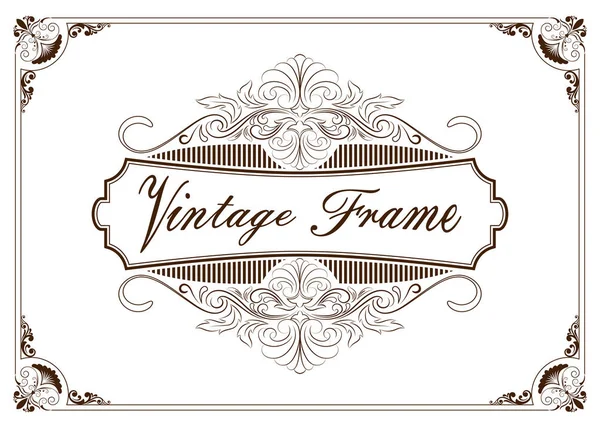 Decoratief Frame Vintage Stijl Met Prachtige Filigraan Retro Rand Voor — Stockvector