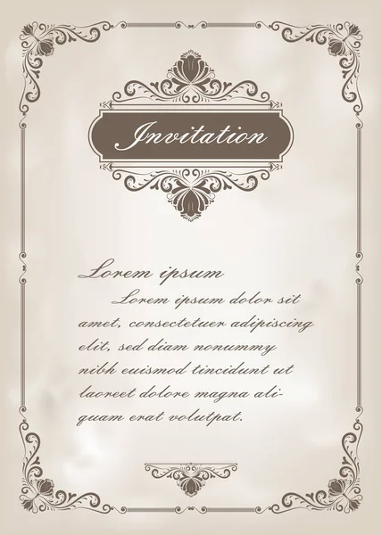 Decorative Frame Vintage Style Beautiful Filigree Retro Border Premium Invitation — Stock Vector