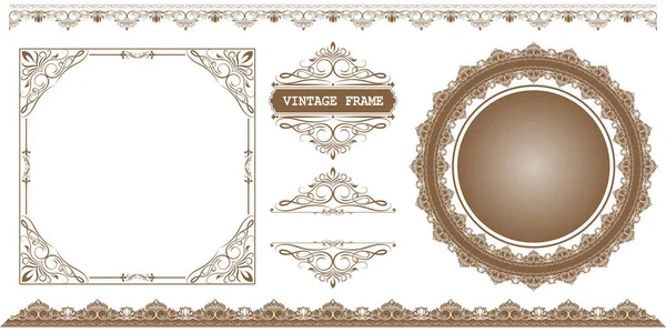 Set Van Decoratief Frame Vintage Stijl Met Prachtige Filigraan Retro — Stockvector