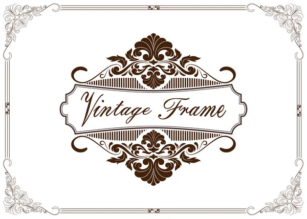 Decoratief Frame Vintage Stijl Met Prachtige Filigraan Retro Rand Voor — Stockvector