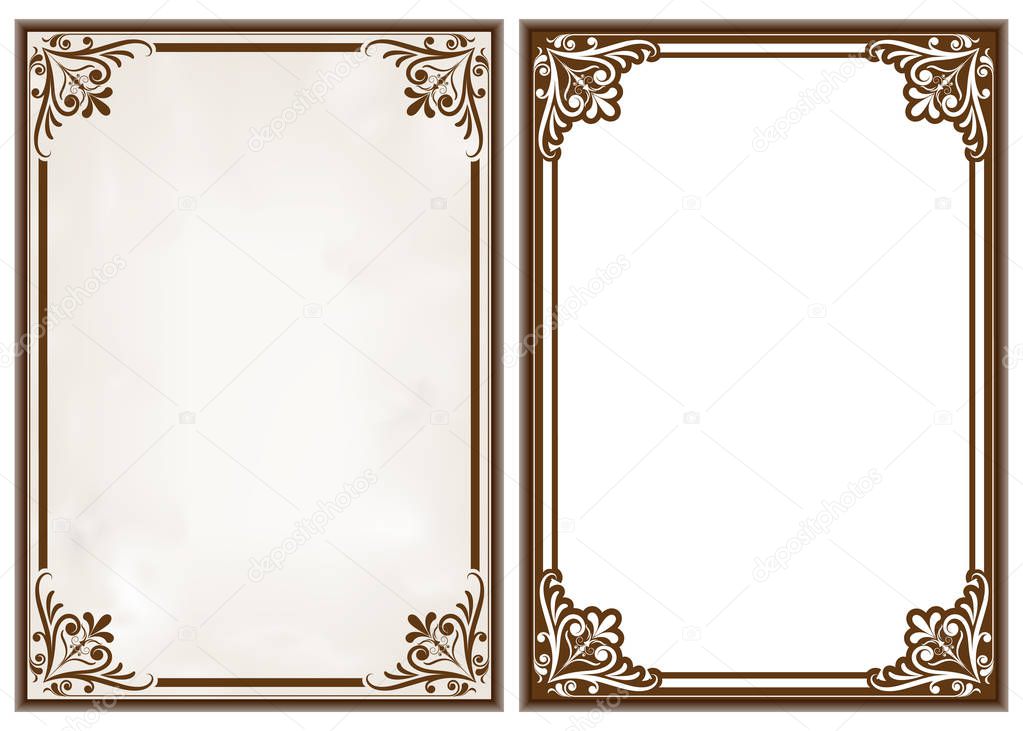 decorative frame in vintage style with beautiful filigree and retro border for premium invitation cards or luxury certificate on ancient background, ornament vector